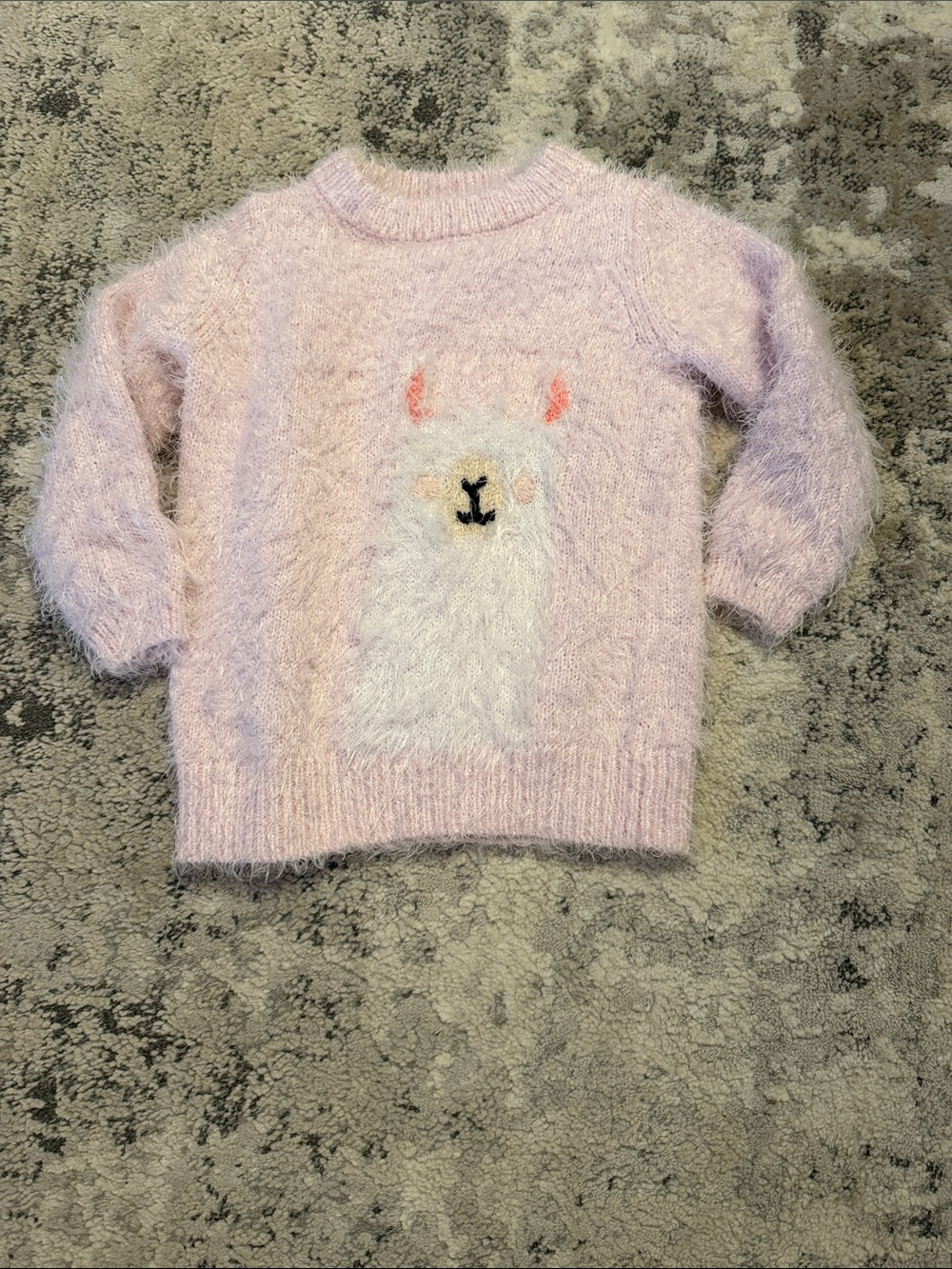 Cat & Jack Pink Fuzzy Llama Crewneck Sweater